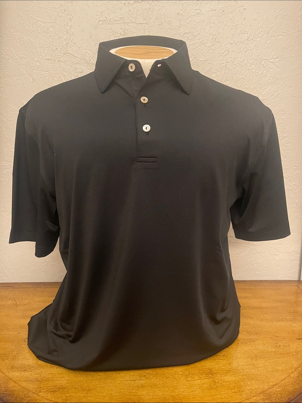 Peter Millar Black Short-Sleeve Polo